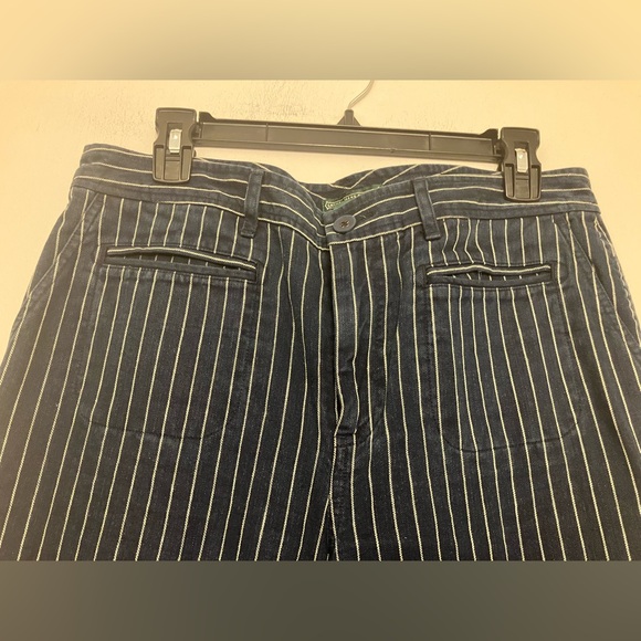 Vintage Ralph Lauren linen blend blue pinstripe wide leg trouser pant 8 women’s - Picture 3 of 8
